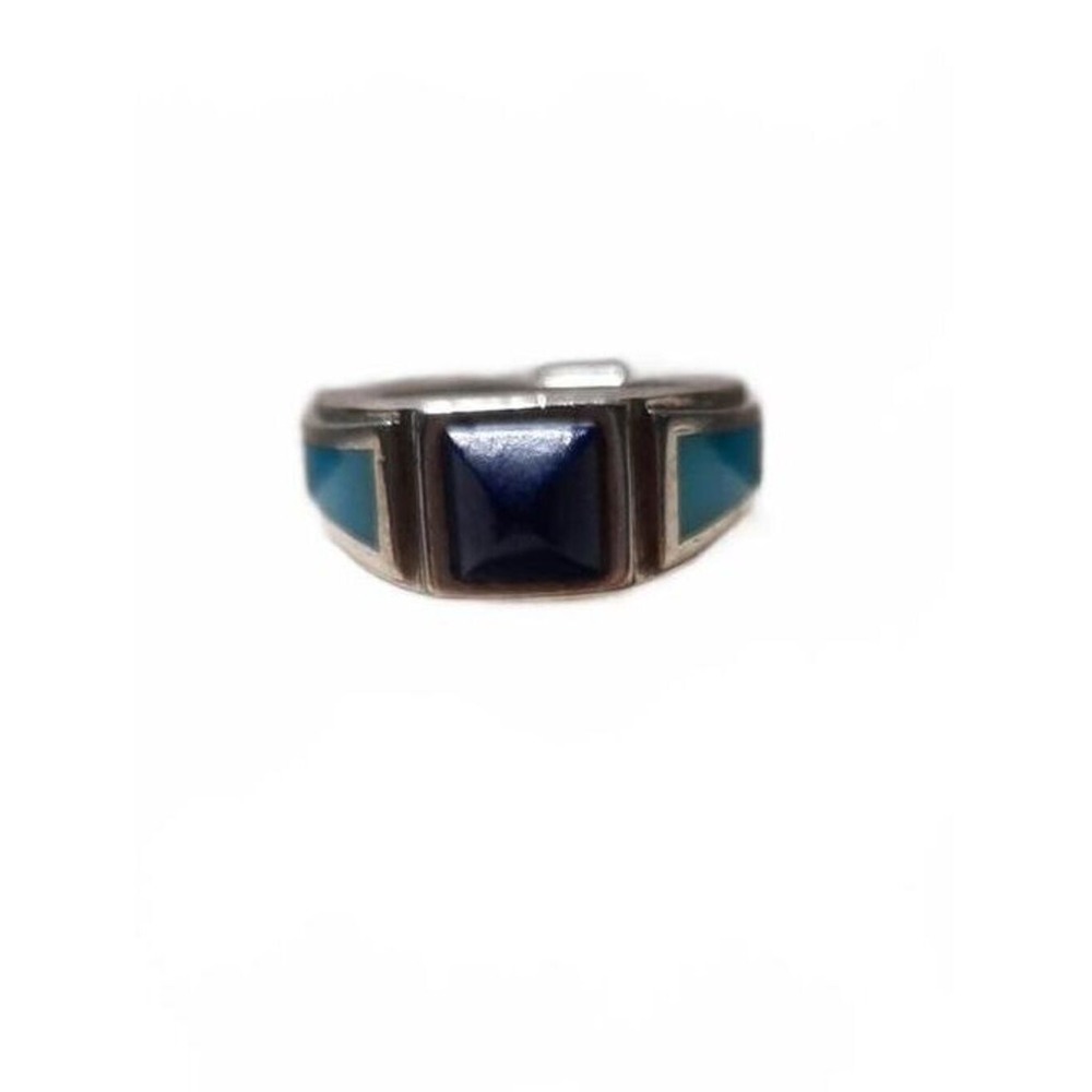 Turquoise lapis ring southwestern in sterling silver size 6